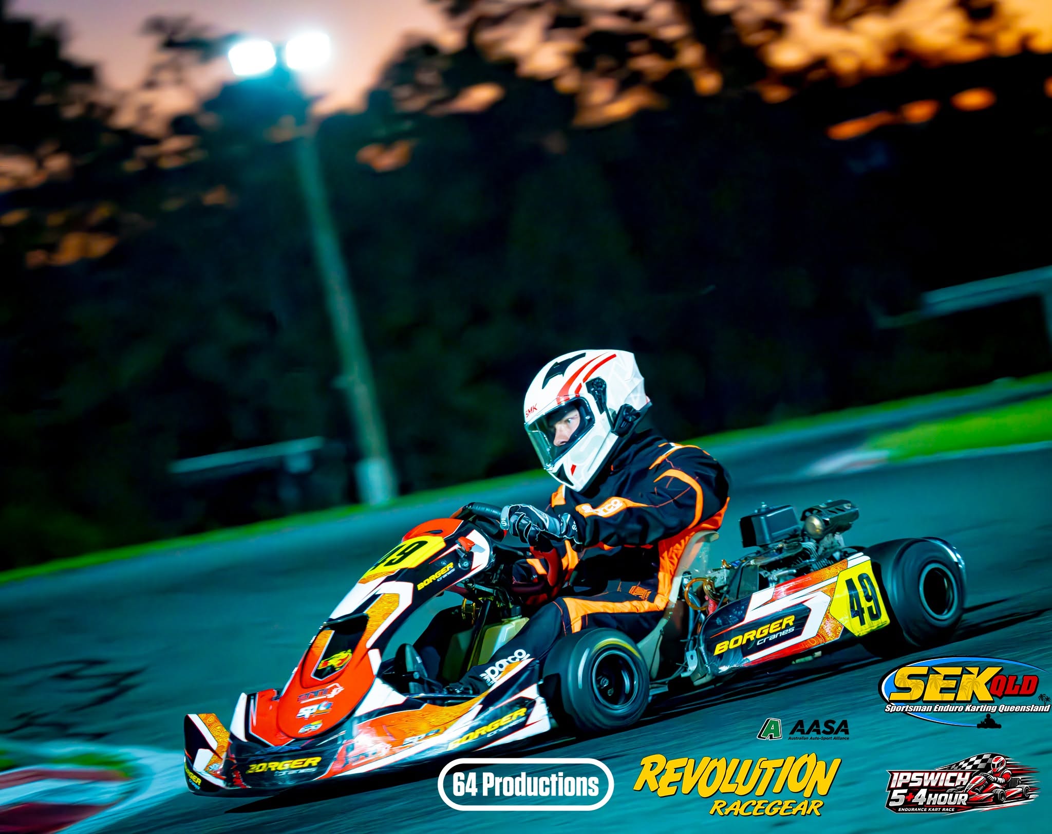 BR Motorsport #49 under lights during the Ipswich 5+4 Hour night race